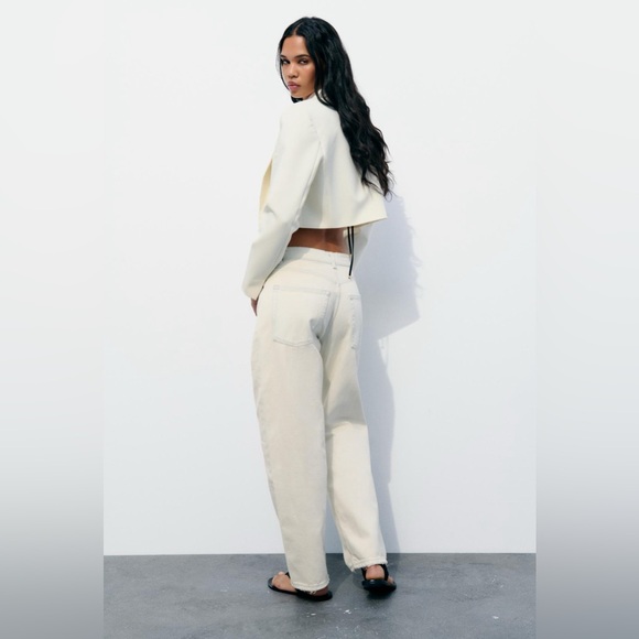 ZARA White Tailored Balloon Barrel Jeans - Picture 5 of 16